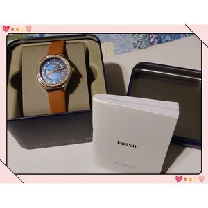 BNIB~FOSSIL Ladie's Three Hand Date Brown Leather Watch~$120 Retail
